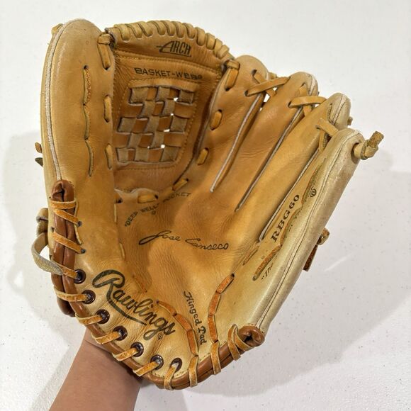 Rawlings Jose Canseco RBG60 Baseball Glove Right Hand Arch Basket Web Leather - Picture 1 of 11